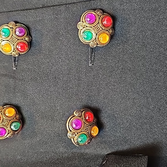 VINTAGE 80'S SHASHA BLACK DOUBLE BREASTED LONG SLEEVE DRESS - Picture 14 of 16